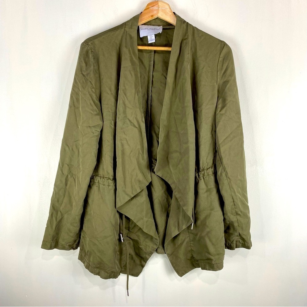 Carolina Belle Montreal Drapey Utility Cargo Jacket Coat Army Green Size Medium
